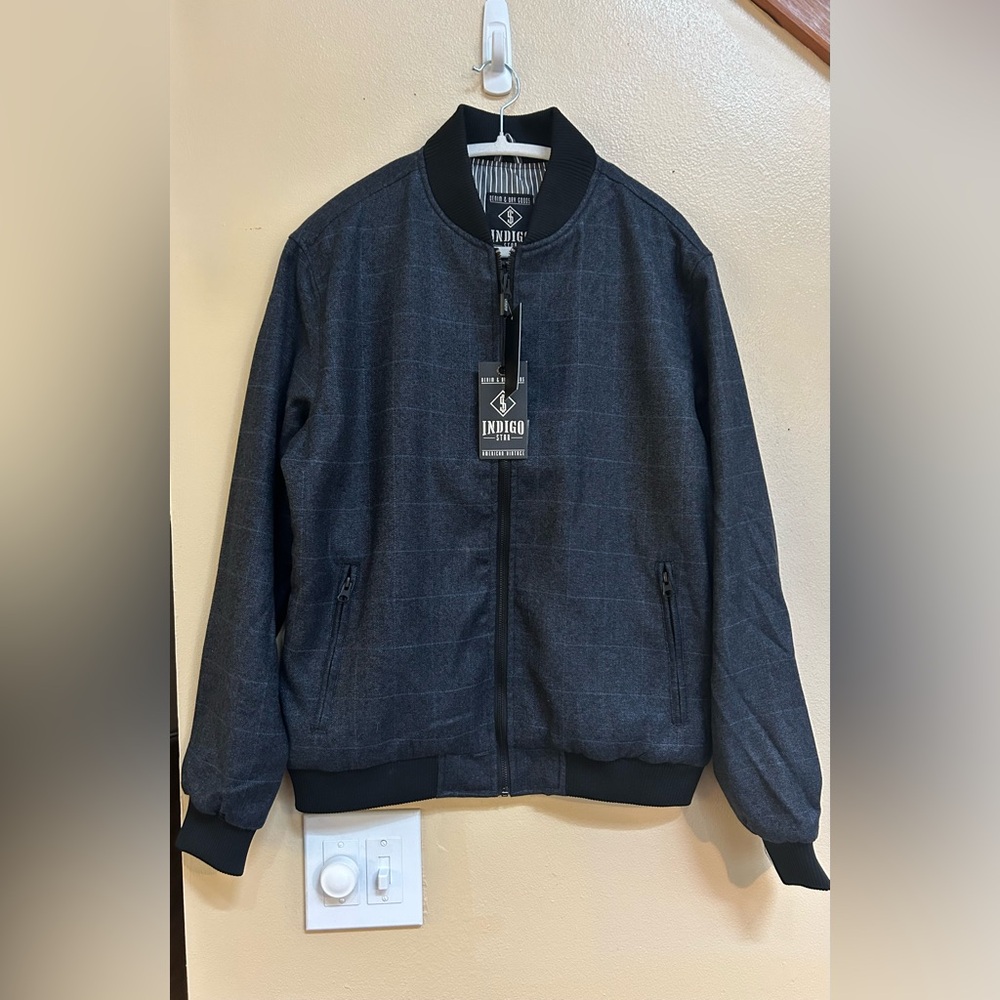Indigo Star Men’s Woven Windowpane‎ Bomber Jacket